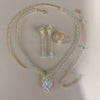 Silver Color Rhinestone Crystal Bridal Jewelry Set Earrings Necklace Wedding Geometric Elegant Romantic Bridesmaid Jewelry Sets - Weibrexx